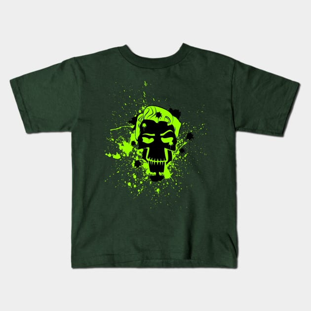 black skull, green blood Kids T-Shirt by TrendsCollection